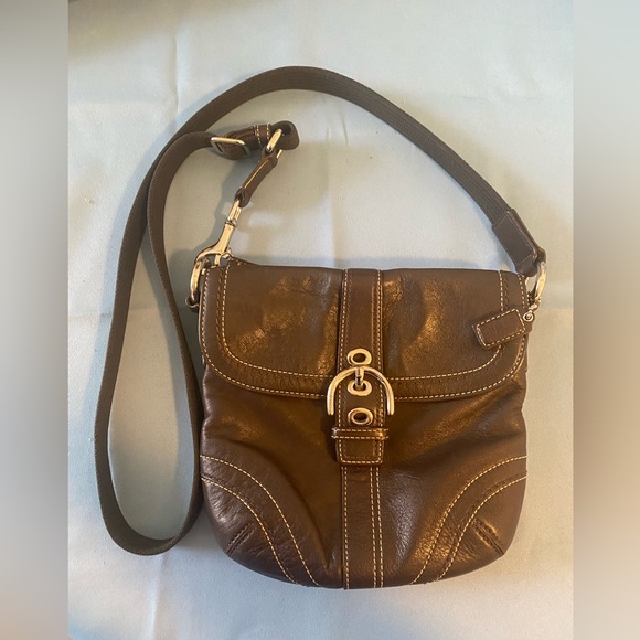 Coach Handbags - COACH BAG - dark brown soft leather. shoulder strap can be 42 in. or shortened